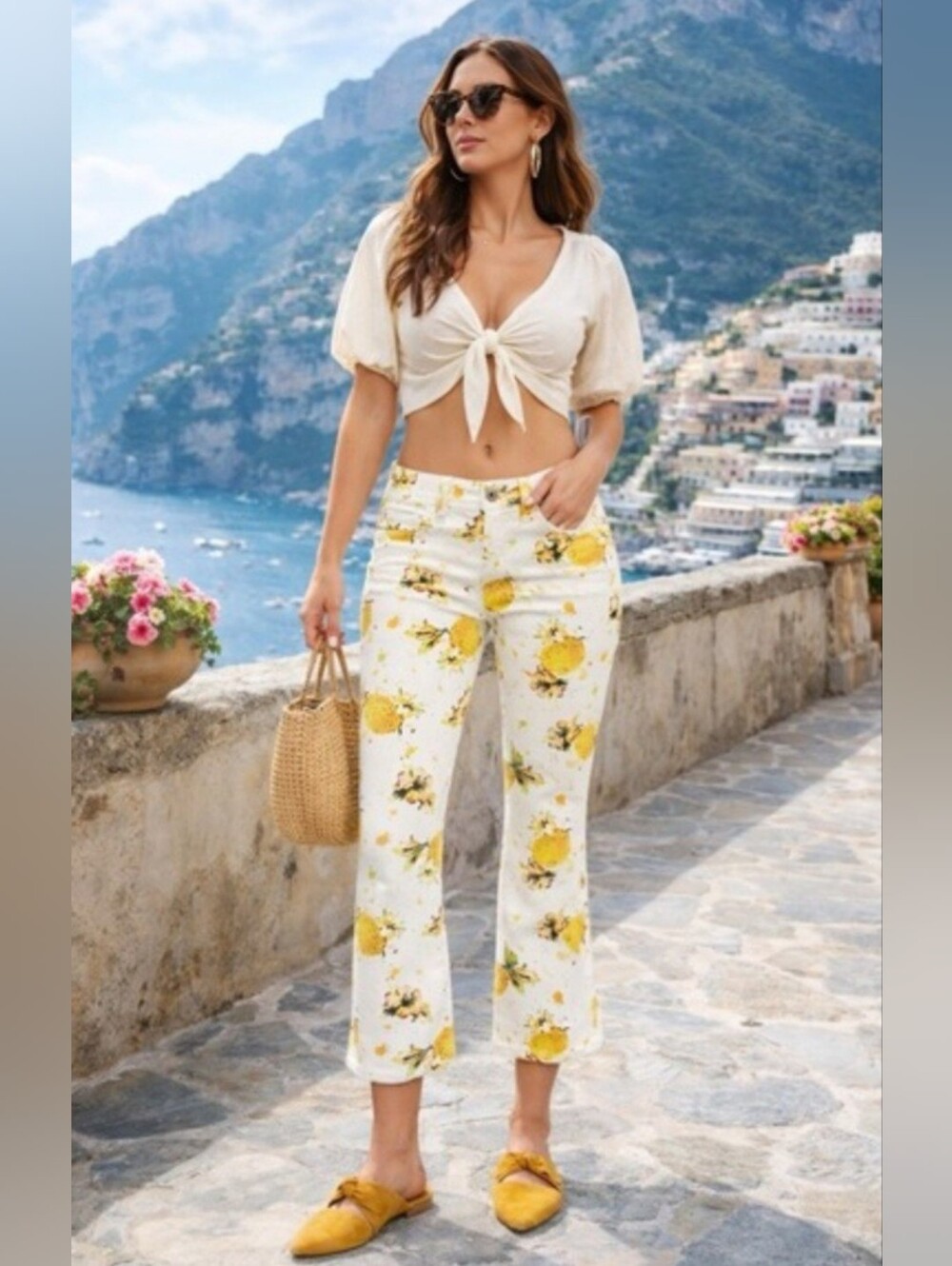 Anthropologie Pilcro Size 28 Lemon White Jeans Grove High Rise Cropped Bootcut